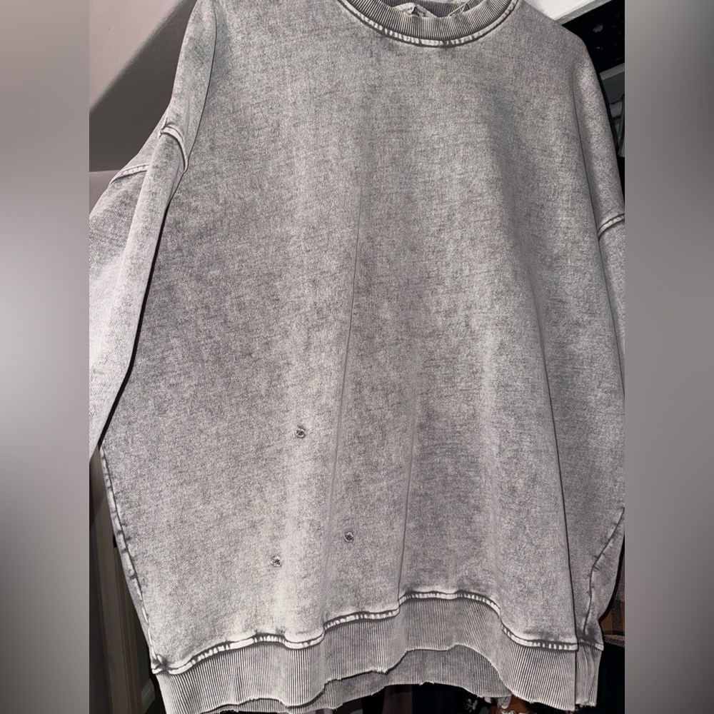 Free People Falling Forward Crewneck Sweatshirt XL Gray Oversized Pullover - Picture 11 of 12